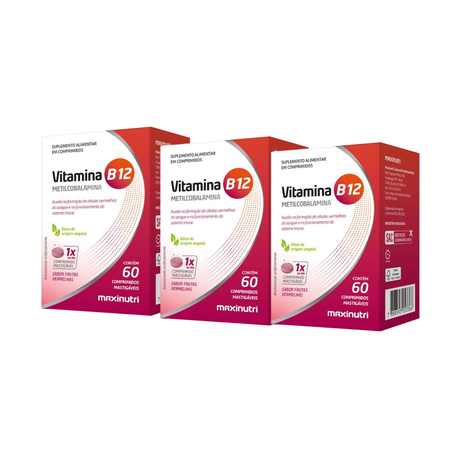 Kit C3 Vitamina B12 Metilcobalamina Para Cérebro - Maxinutri