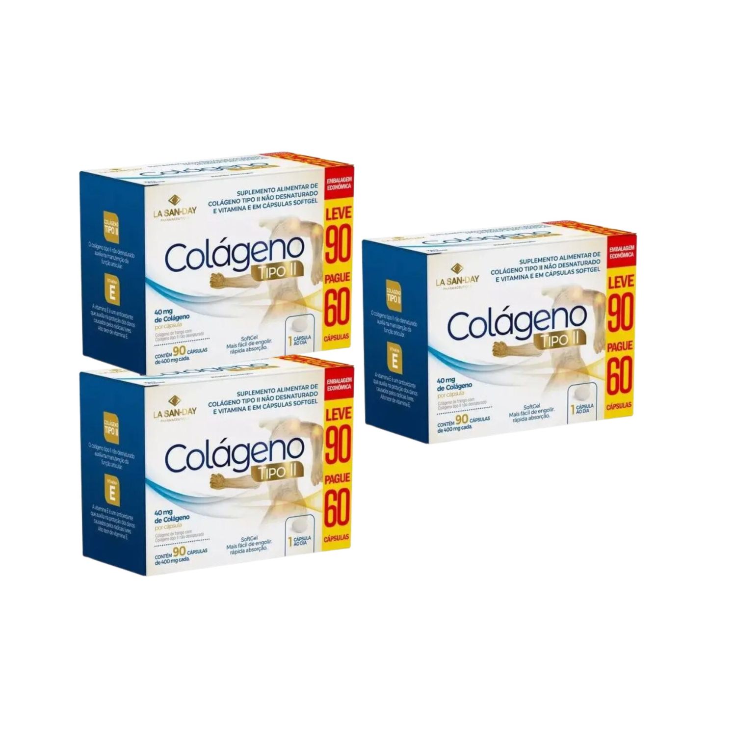 Kit C3 Suplemento Colágeno Tipo II Função Articular - La San Day