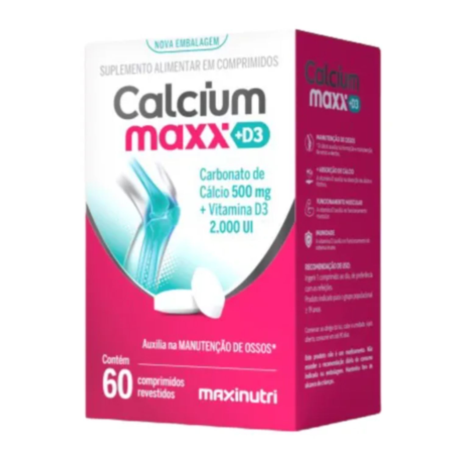 Suplemento Calcium Maxx D3 - Cálcio + Vitamina D3 2000UI - Maxinutri sabor sem sabor