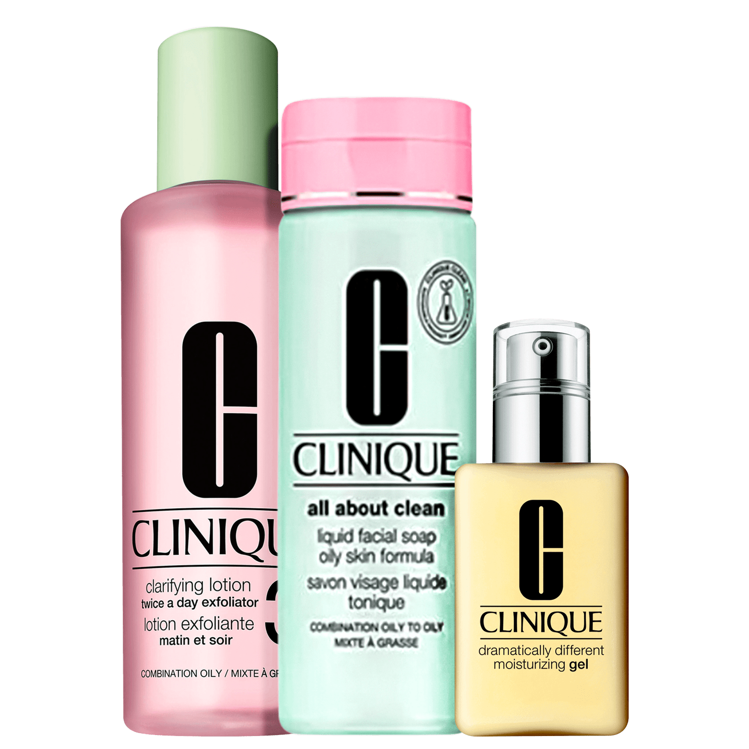 Kit Clinique Sistema 3 Passos Pele 3 Pele Mista para Oleosa Extra (3 Produtos)