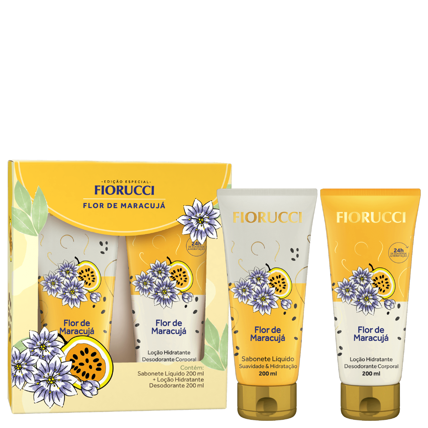 Kit Fiorucci Flor de Maracujá - Sabonete Líquido 200ml + Loção Hidratante 200ml