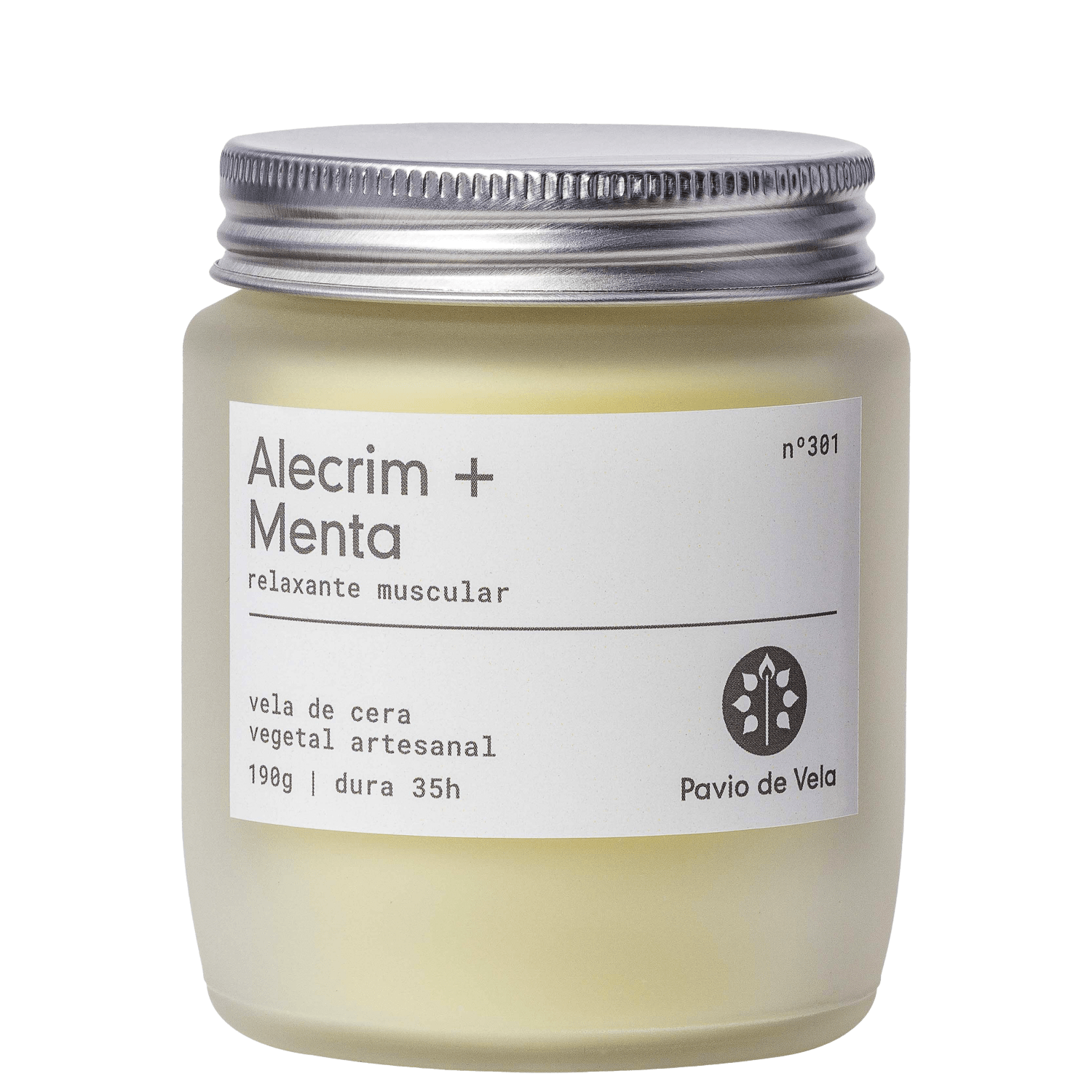 Pavio de Vela Alecrim + Menta - Vela Perfumada 190g
