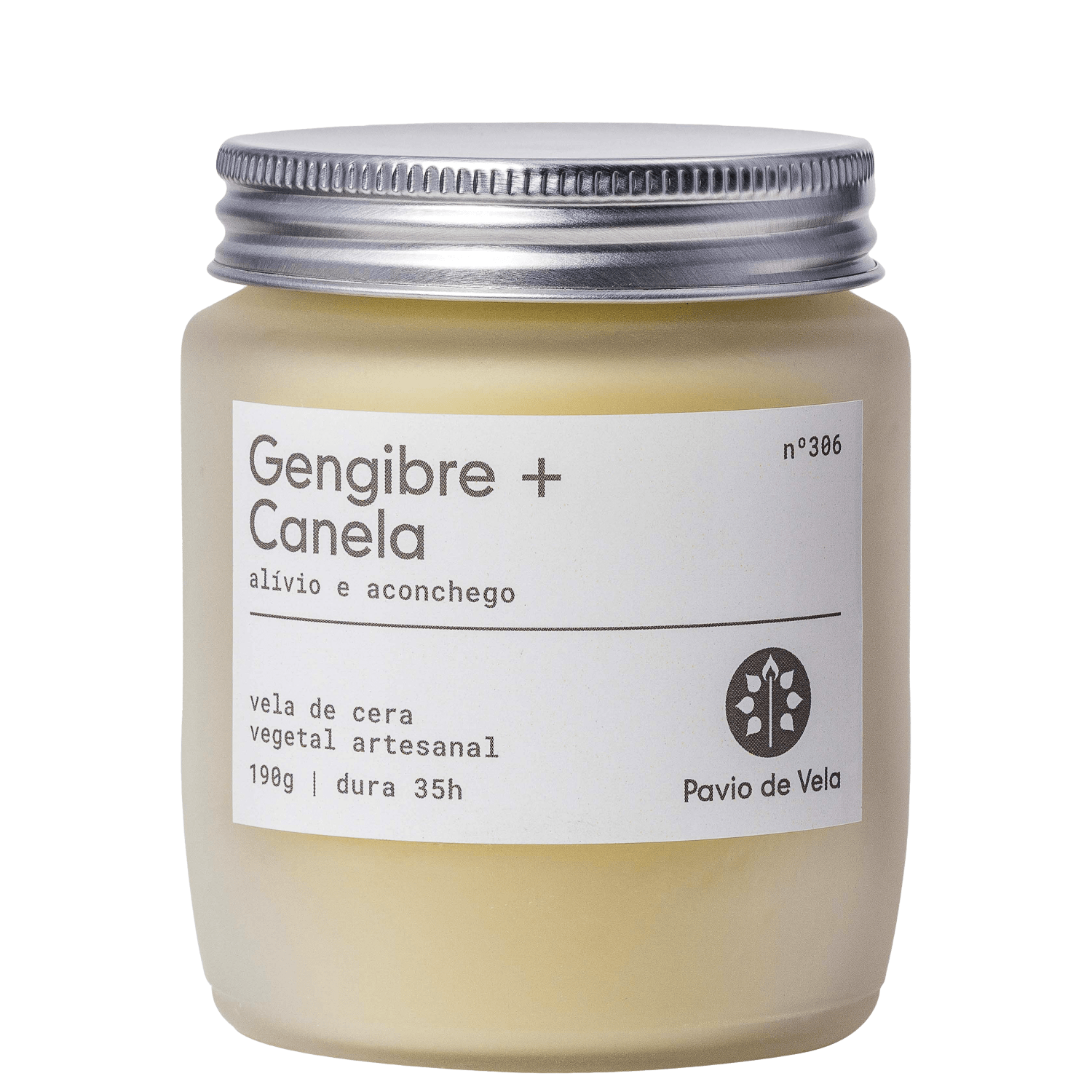 Pavio de Vela Gengibre + Canela - Vela Perfumada 190g