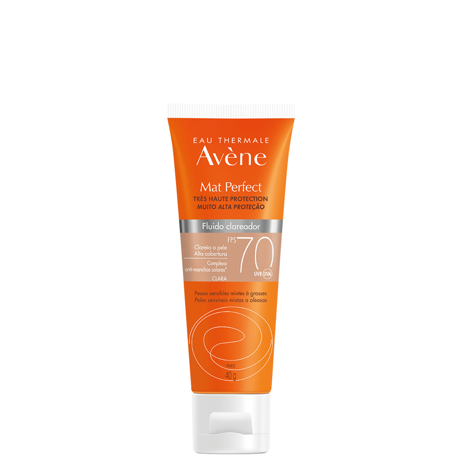 Avène Mat Perfect Clareador FPS 70 Tom Claro - Protetor Solar Facial Fluido 40g