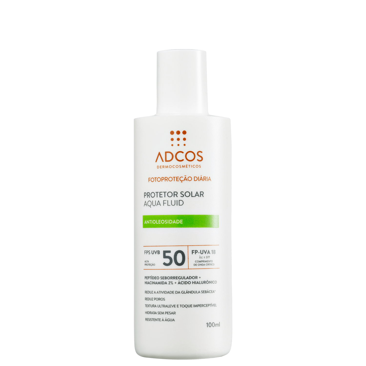 Adcos Fotoproteção Diária Acqua Fluid FPS50 - Protetor Solar Facial 100ml