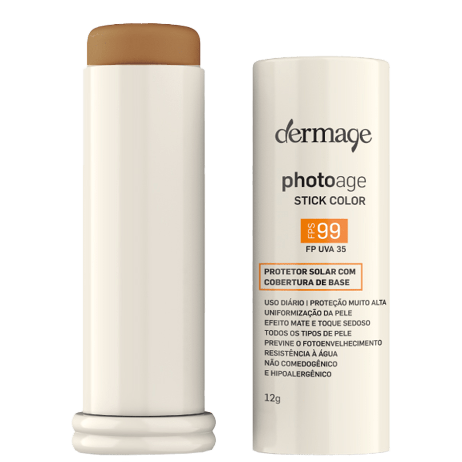 Dermage Photoage Stick FPS99 Cor Médio Intense - Protetor Solar Facial com Cor 12g