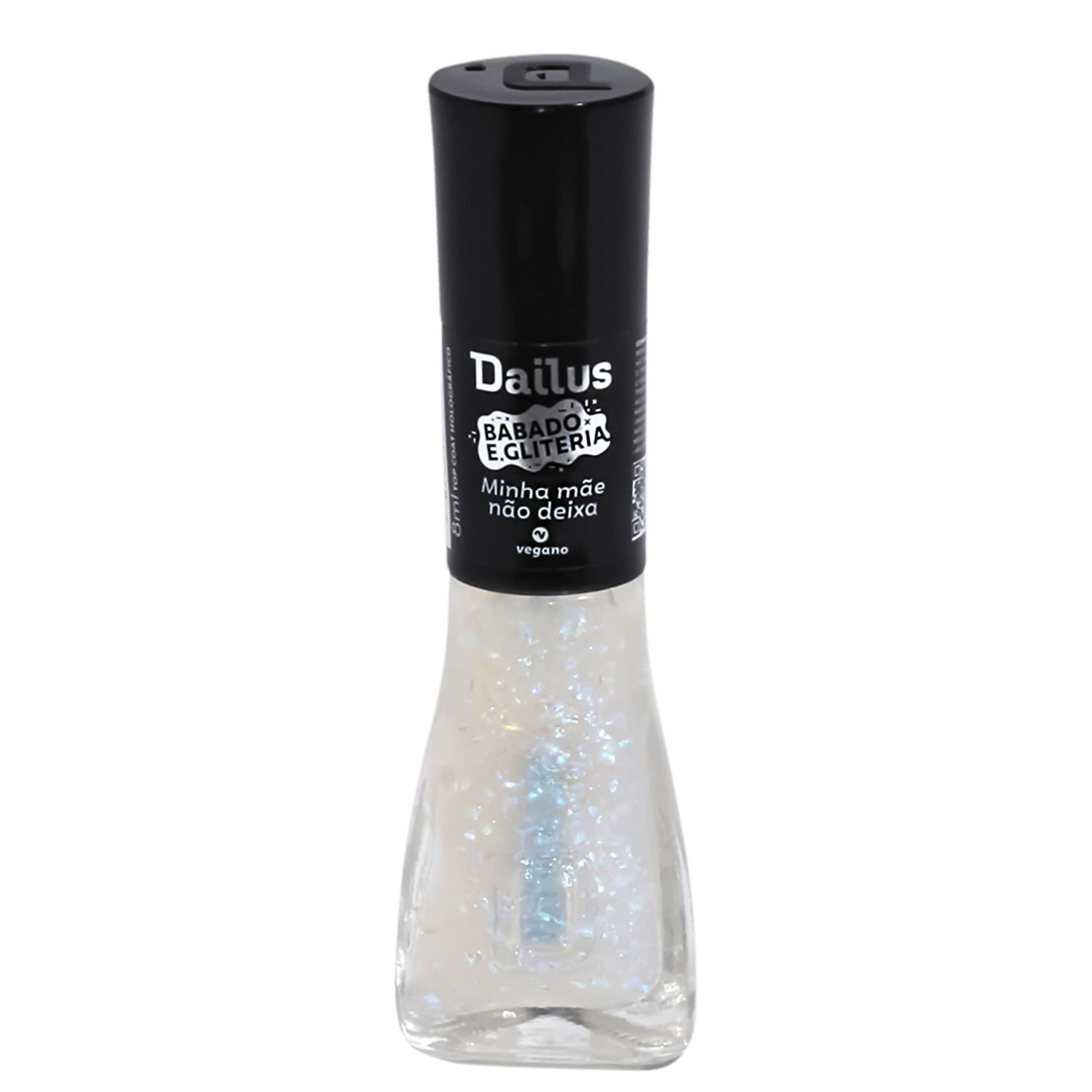 Dailus Babado e Gliteria Minha Mãe Não Deixa - Top Coat Holográfico 8ml