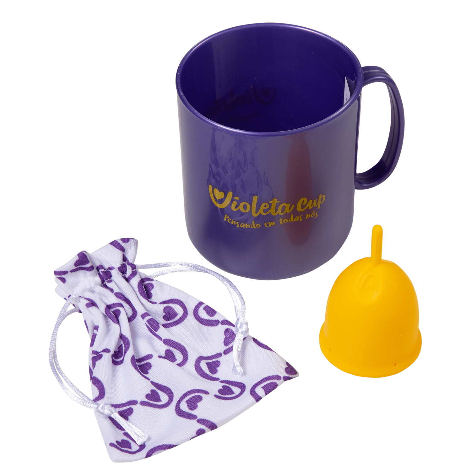 Kit Violeta Cup Coletor Menstrual Amarelo Tipo A (2 Produtos)