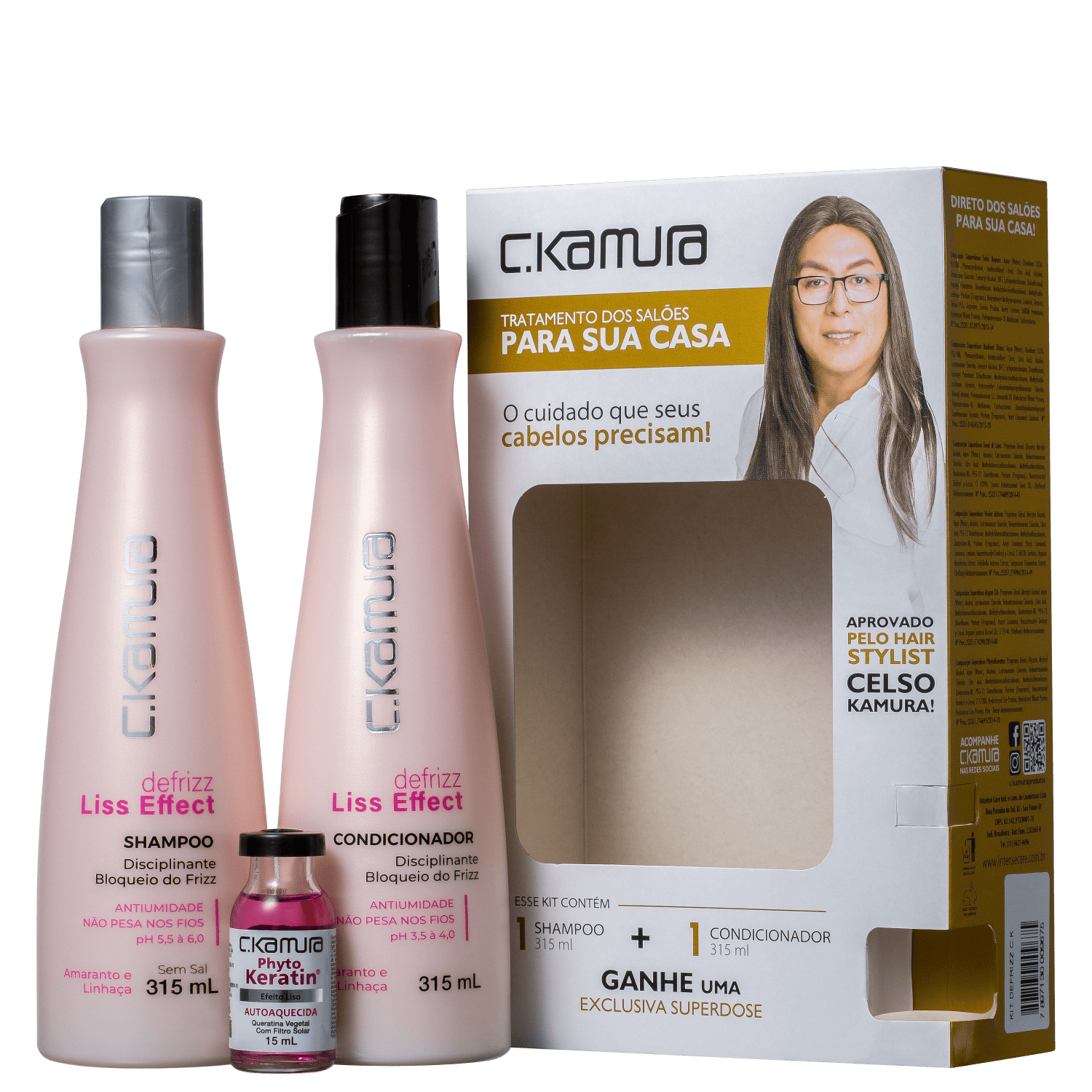 Kit C.Kamura Defrizz Liss Effect + Phyto Keratin (3 Produtos)