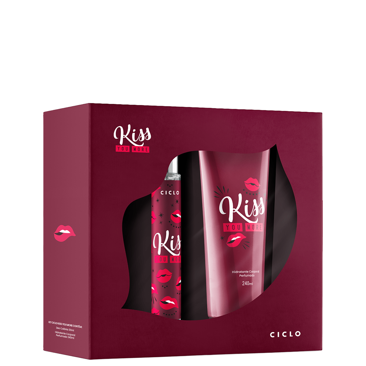 Conjunto Kiss Me More Ciclo Cosméticos Feminino - Desodorante Colônia 30ml + Loção Hidratante Corporal 240ml
