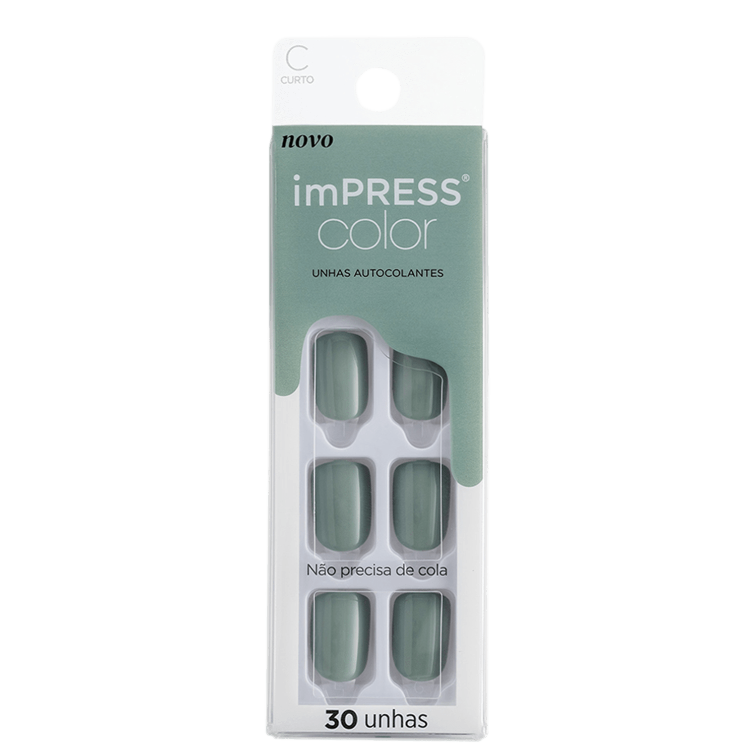 Kiss New York imPRESS Color Curto Going Green - Unhas Postiças Autocolantes (30 Unidades)