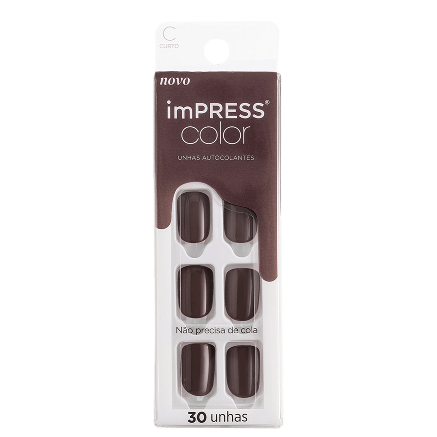 Kiss New York imPRESS Color Curto Try Gray - Unhas Postiças Autocolantes (30 Unidades)