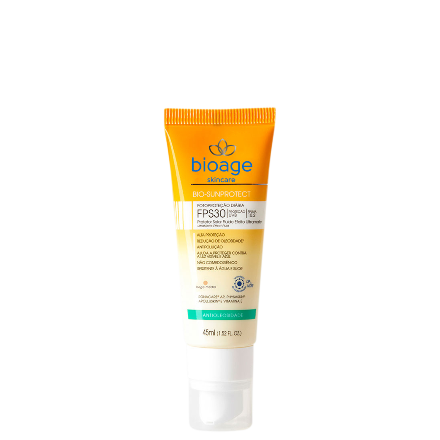 Bioage Bio-SunProtect Antioleosidade FPS 30 Bege Médio - Protetor Solar 45ml