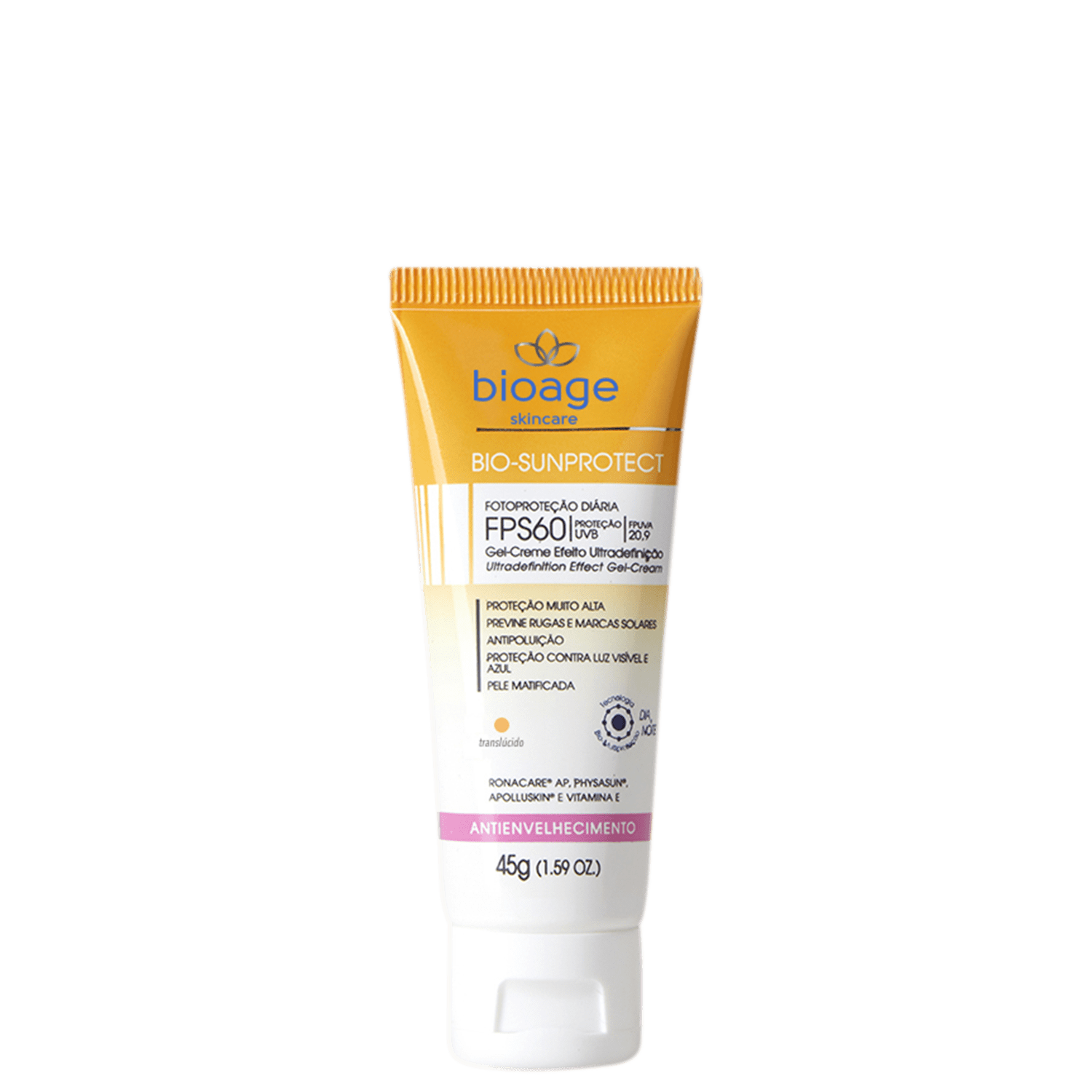 Bioage Bio-SunProtect Antienvelhecimento FPS 60 Translúcido - Protetor Solar 45g