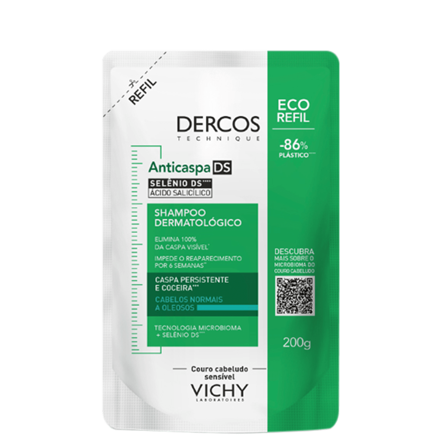 Vichy Dercos DS Cabelos Equilibrados a Oleosos - Shampoo Anticaspa Refil 200g