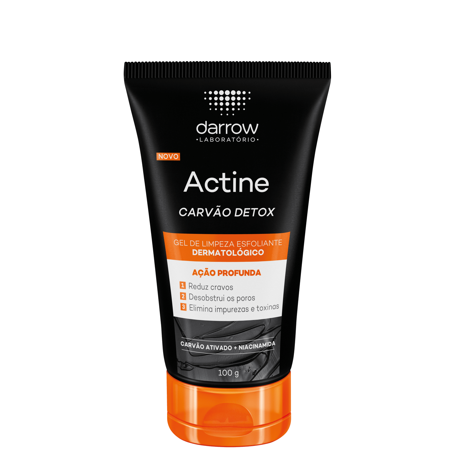 Darrow Actine Carvão Detox - Gel de Limpeza Esfoliante Facial 100g