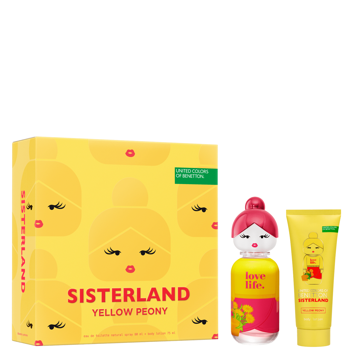 Conjunto Sisterland Yellow Peony Benetton Feminino - Eau de Parfum 80ml + Creme Corporal 75ml