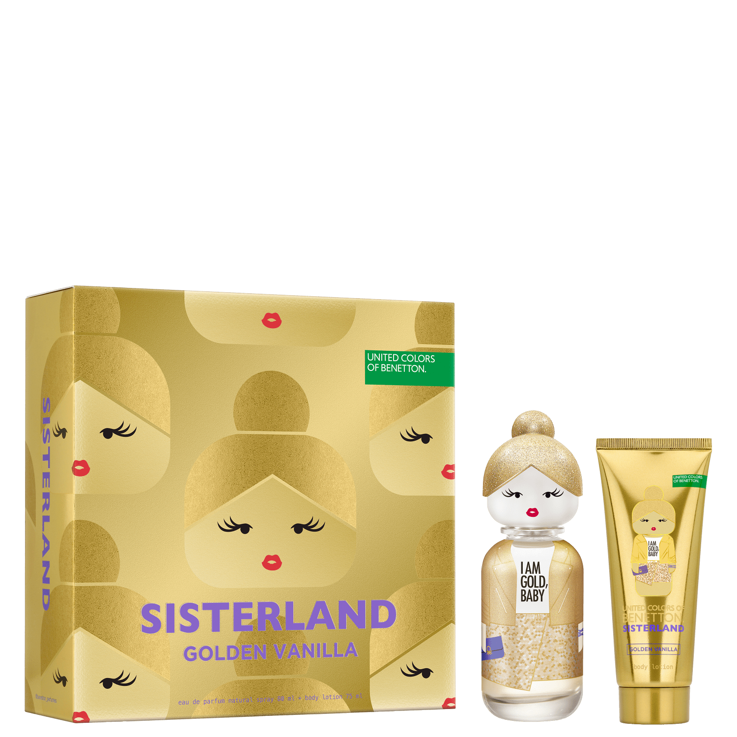 Conjunto Sisterland Golden Vanilla Benetton Feminino - Eau de Parfum 80ml + Creme Corporal 75ml