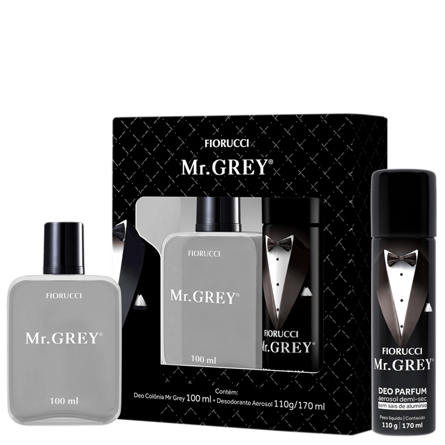 Conjunto Fiorucci Mr. Grey Masculino - Deo Colônia 100ml + Desodorante Aerossol 170ml