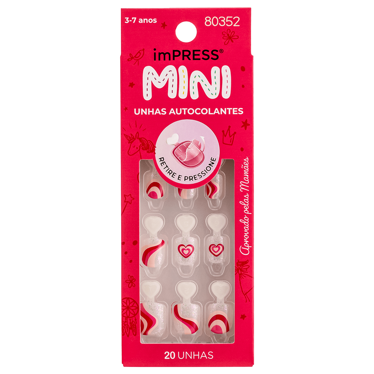 Kiss New York imPRESS Mini Dream Big - Unhas Autocolantes Infantis (20 Unidades)
