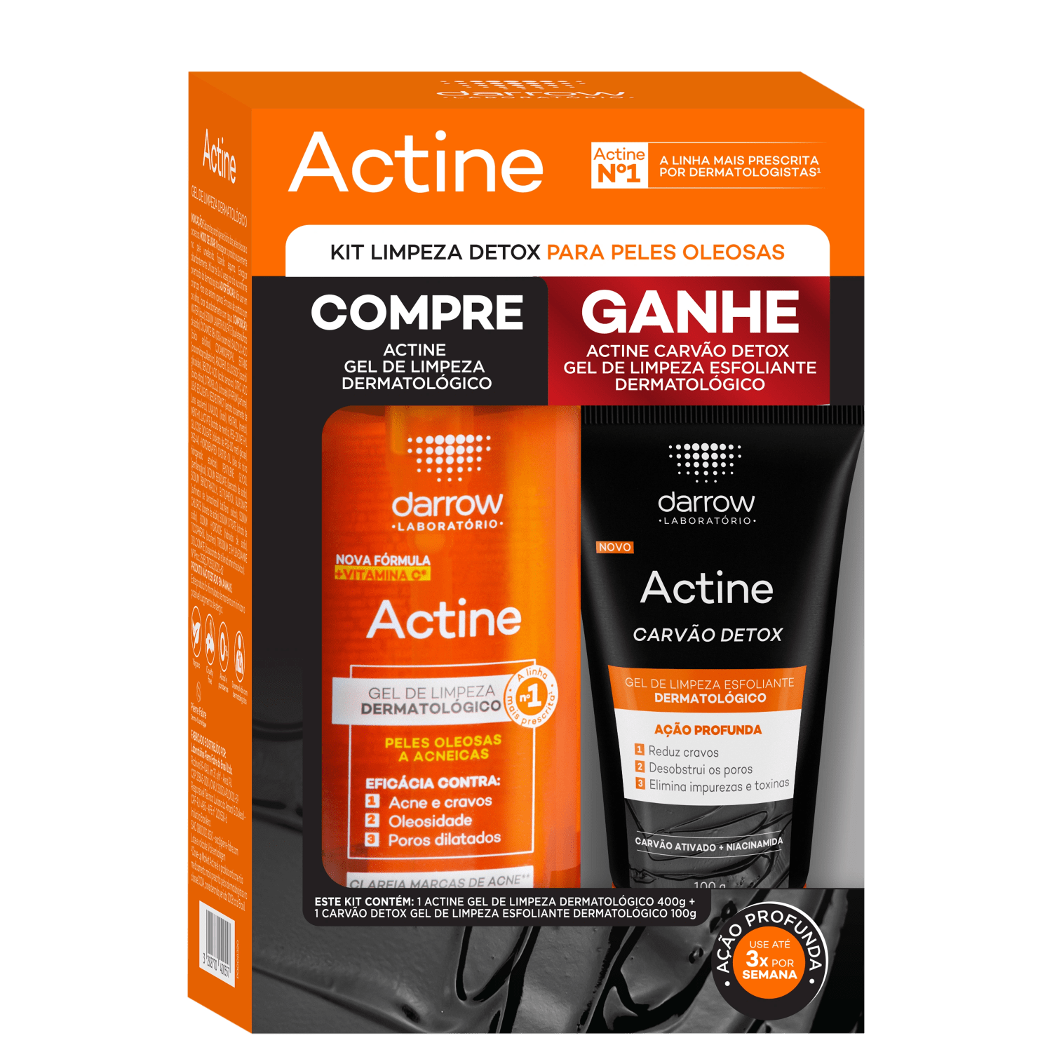 Kit Darrow Actine Gel + Actine Carvão Detox (2 Produtos)