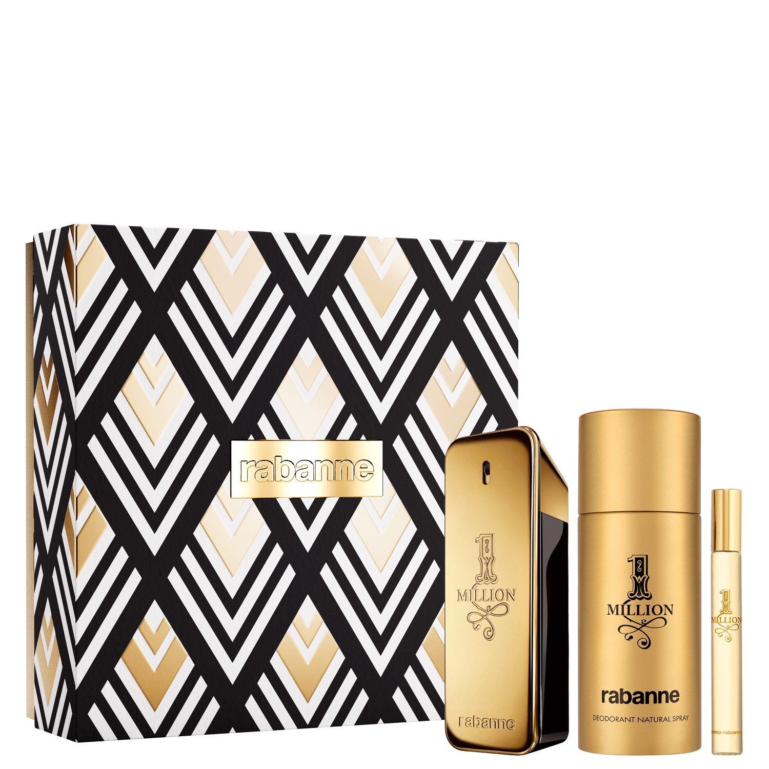 Conjunto 1 Million Rabanne Masculino - Perfume Eau de Toilette 100ml + Desodorante 150ml + Travel Size 10ml