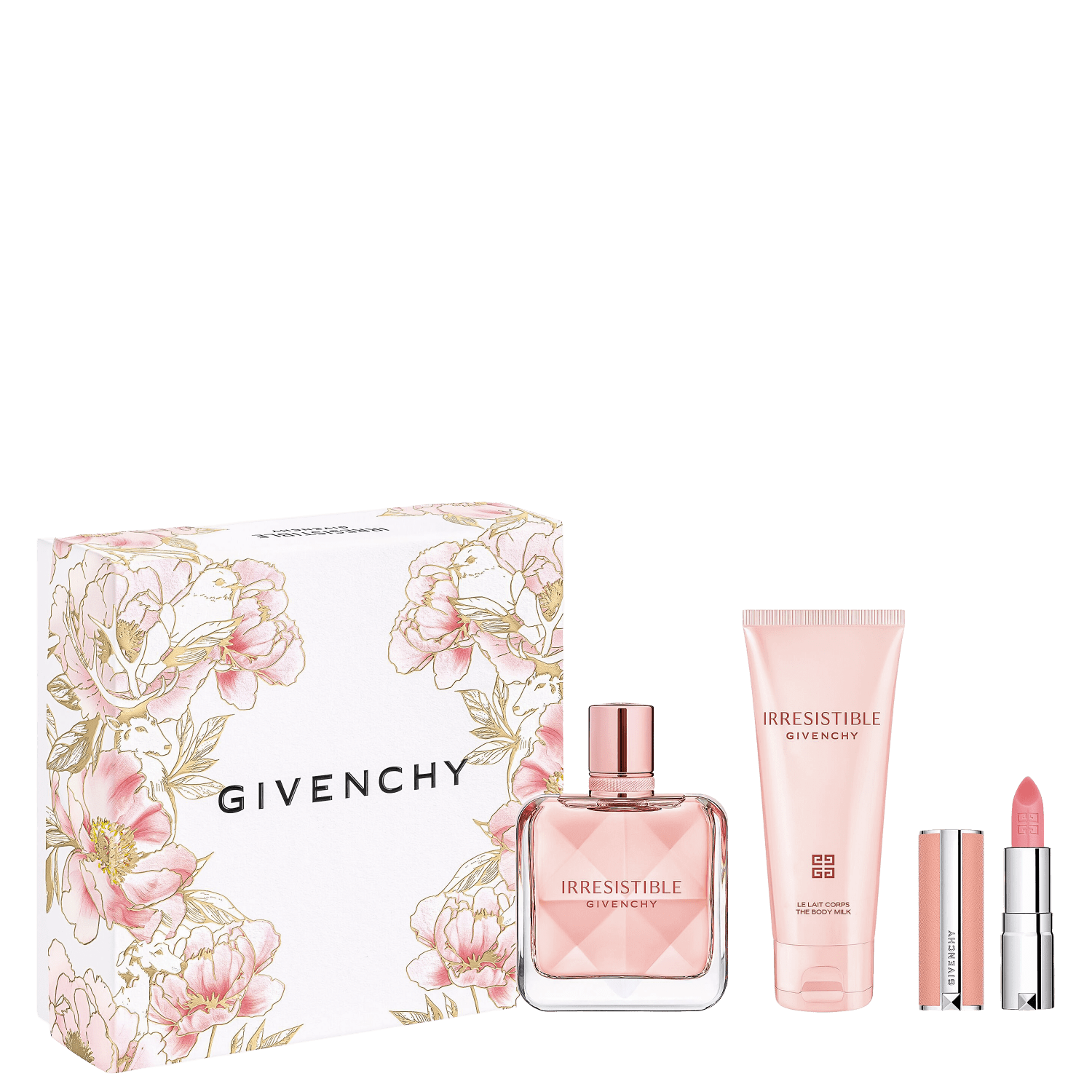 Conjunto Irresistible Givenchy Feminino - Perfume Eau de Parfum 50ml + Loção Corporal 75ml + Mini Batom Rose Perfecto