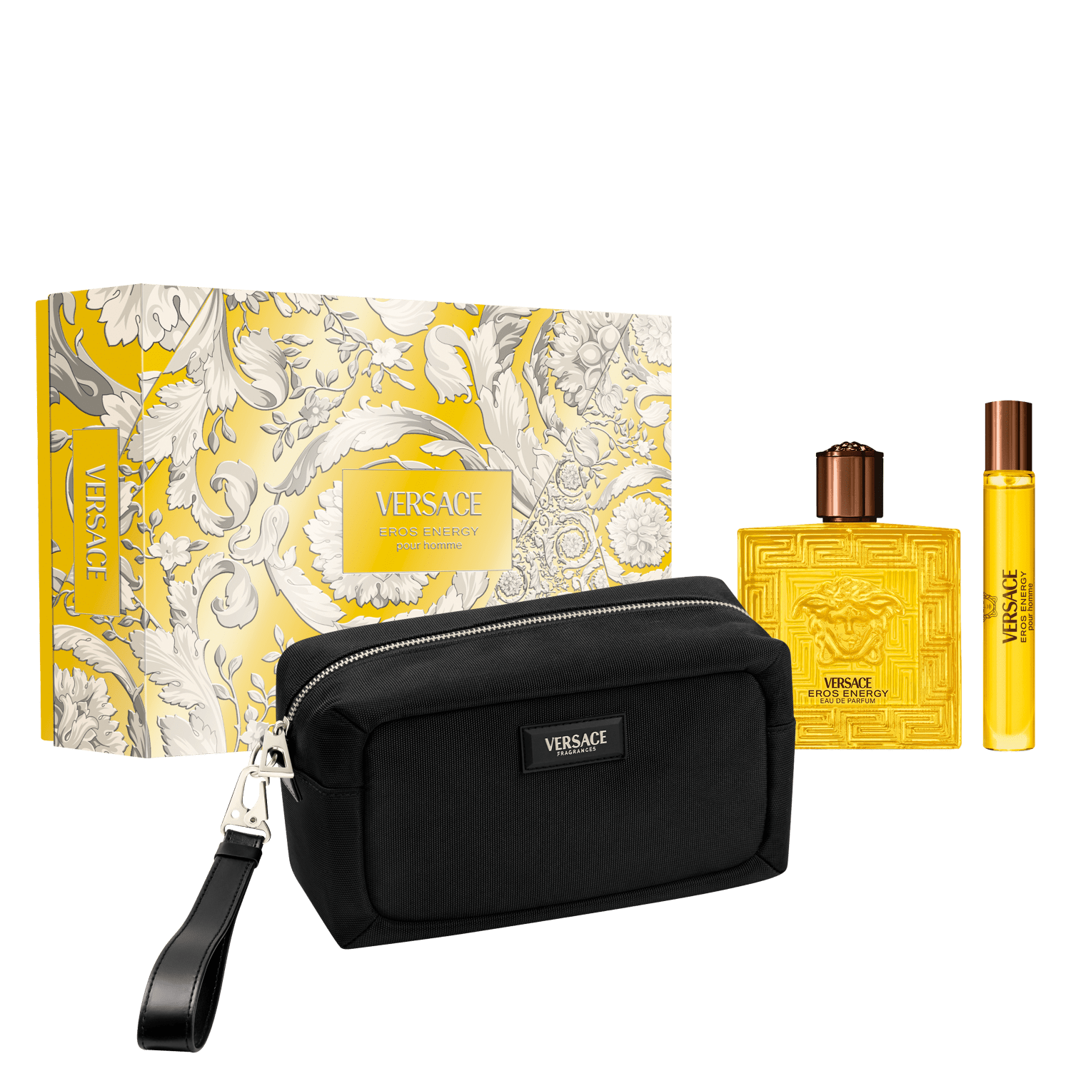 Conjunto Eros Energy Versace Masculino - Perfume Eau de Parfum 100ml + Travel Size 10ml + Nécessaire