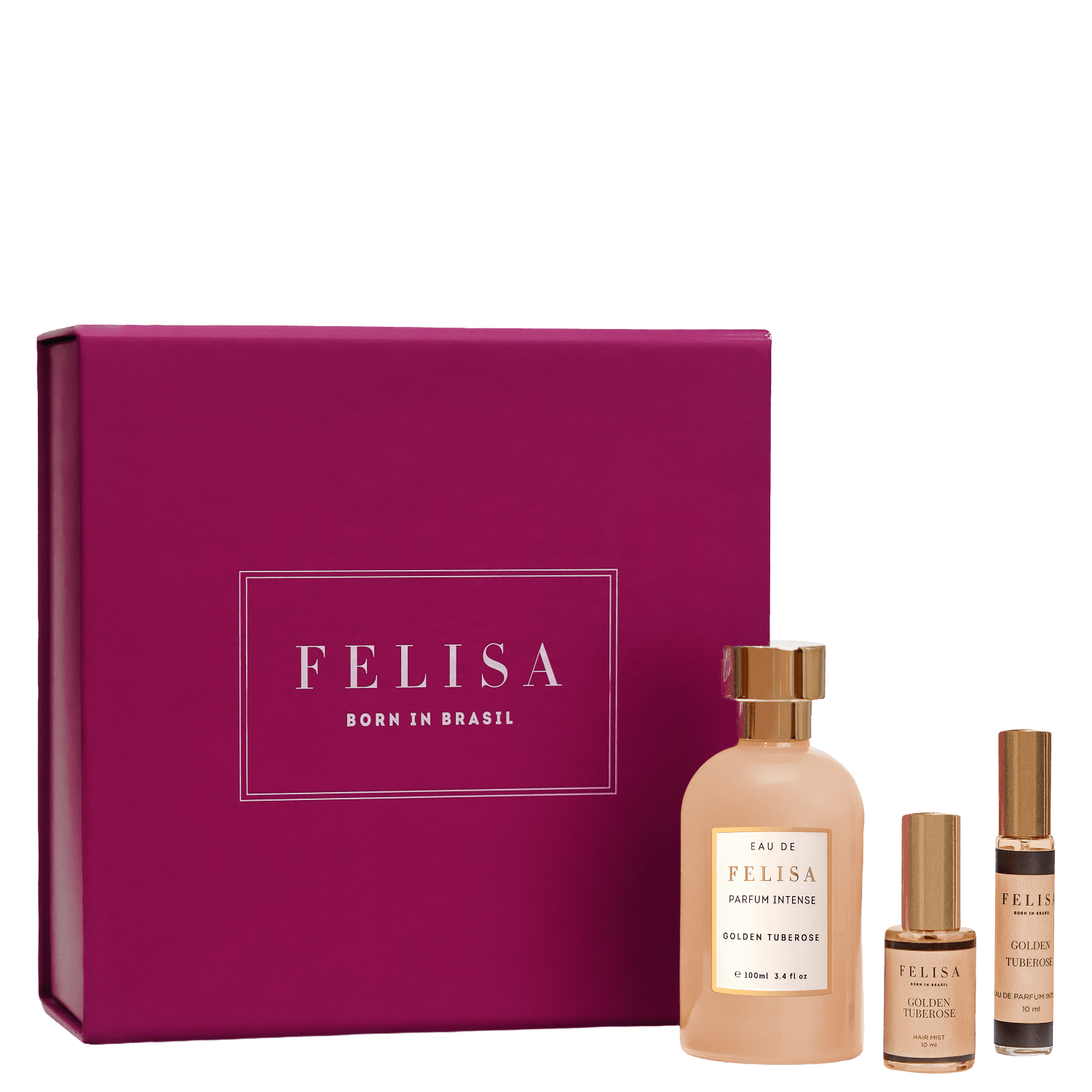 Conjunto Golden Tuberose Felisa Feminino - Perfume Eau de Parfum Intense 100ml + Hair Mist 10ml + Travel Size 10ml