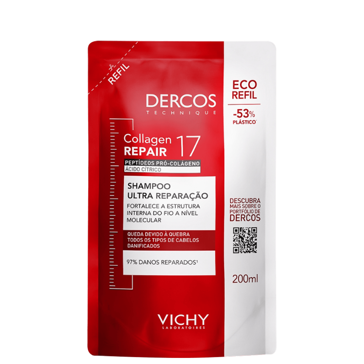 Vichy Dercos Collagen Repair 17 Refil - Shampoo Reparador 200ml