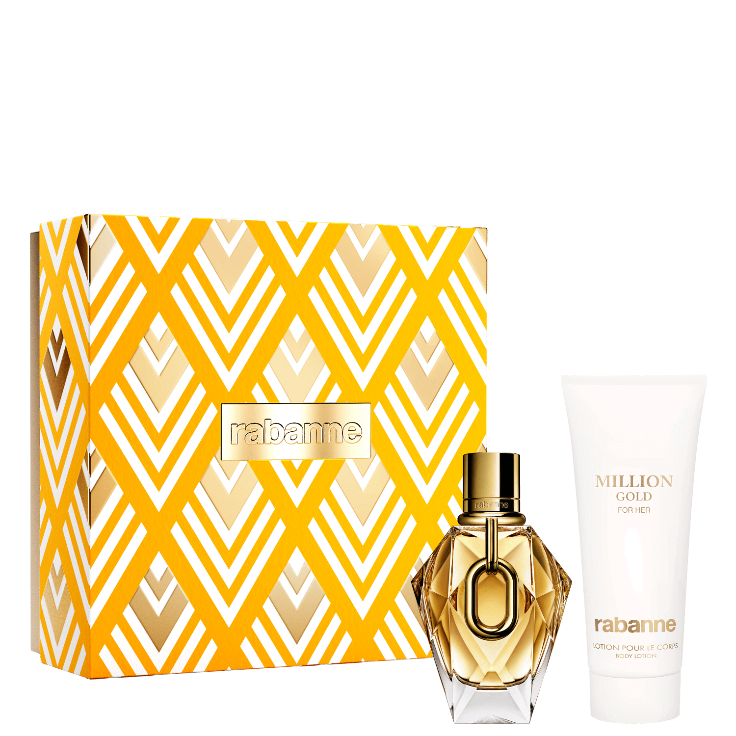 Conjunto Million Gold For Her Rabanne Feminino - Perfume Eau de Parfum 90ml + Body Lotion 100ml