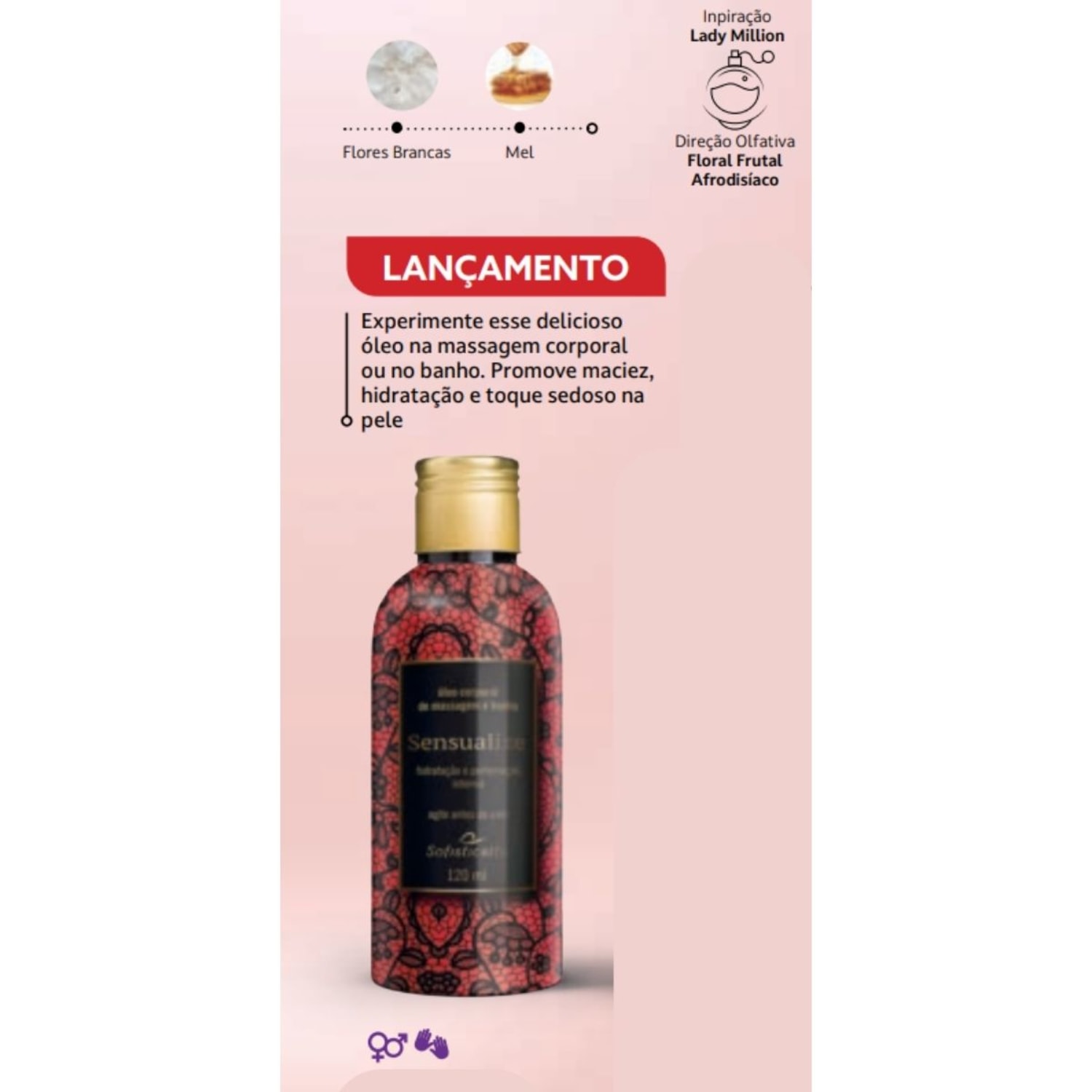 Óleo Para Massagem Sensual e Pós Banho Sensualize 120ml