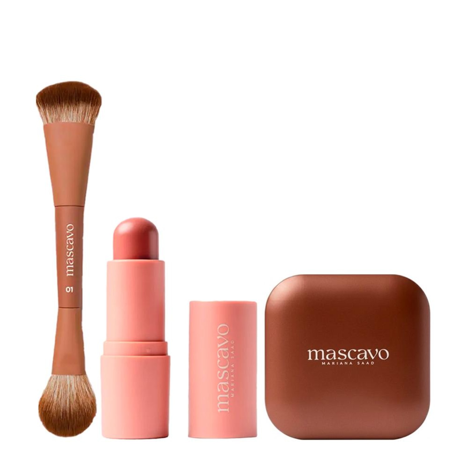 Kit Mascavo Pincel 01 + Blush Maple 6G + Bronzer Sunset 8G