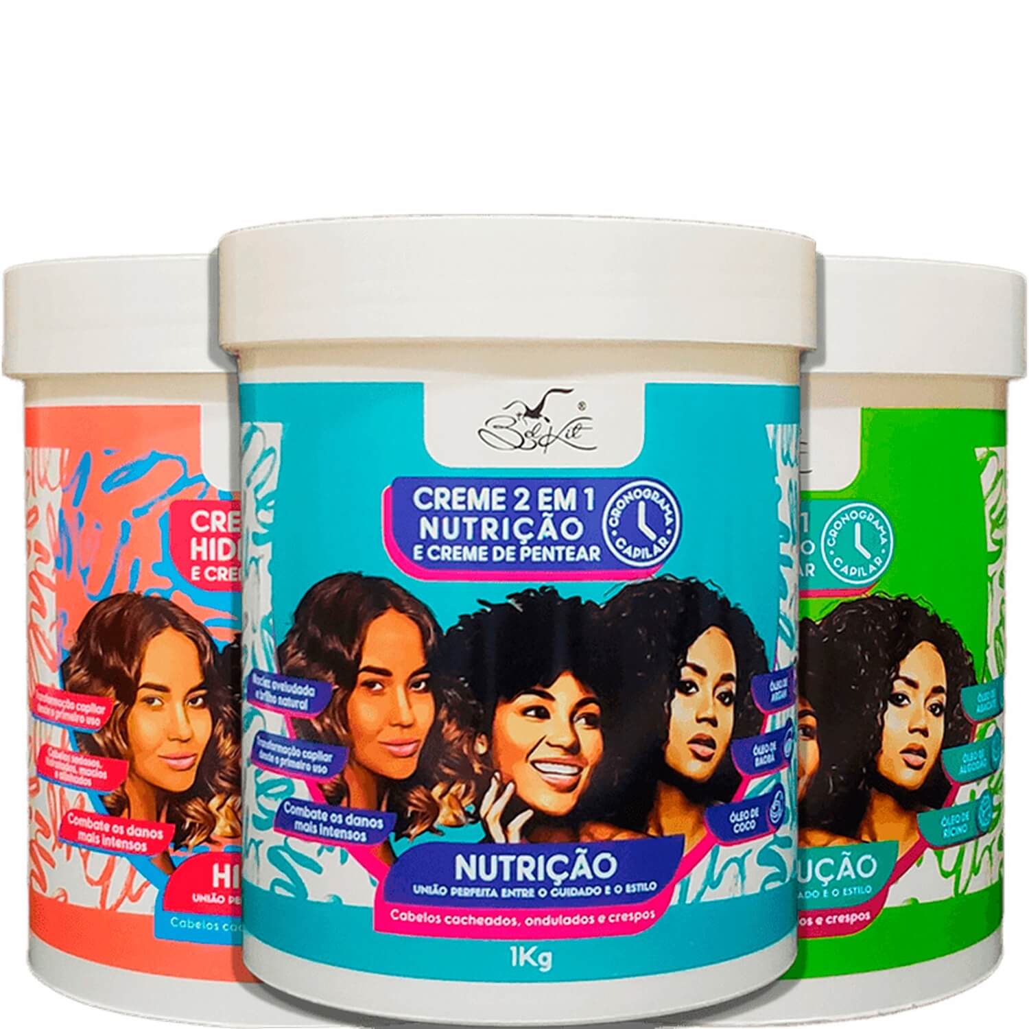 Belkit Creme 2 em 1 - Kit Cronograma Capilar HNR (3 Produtos)