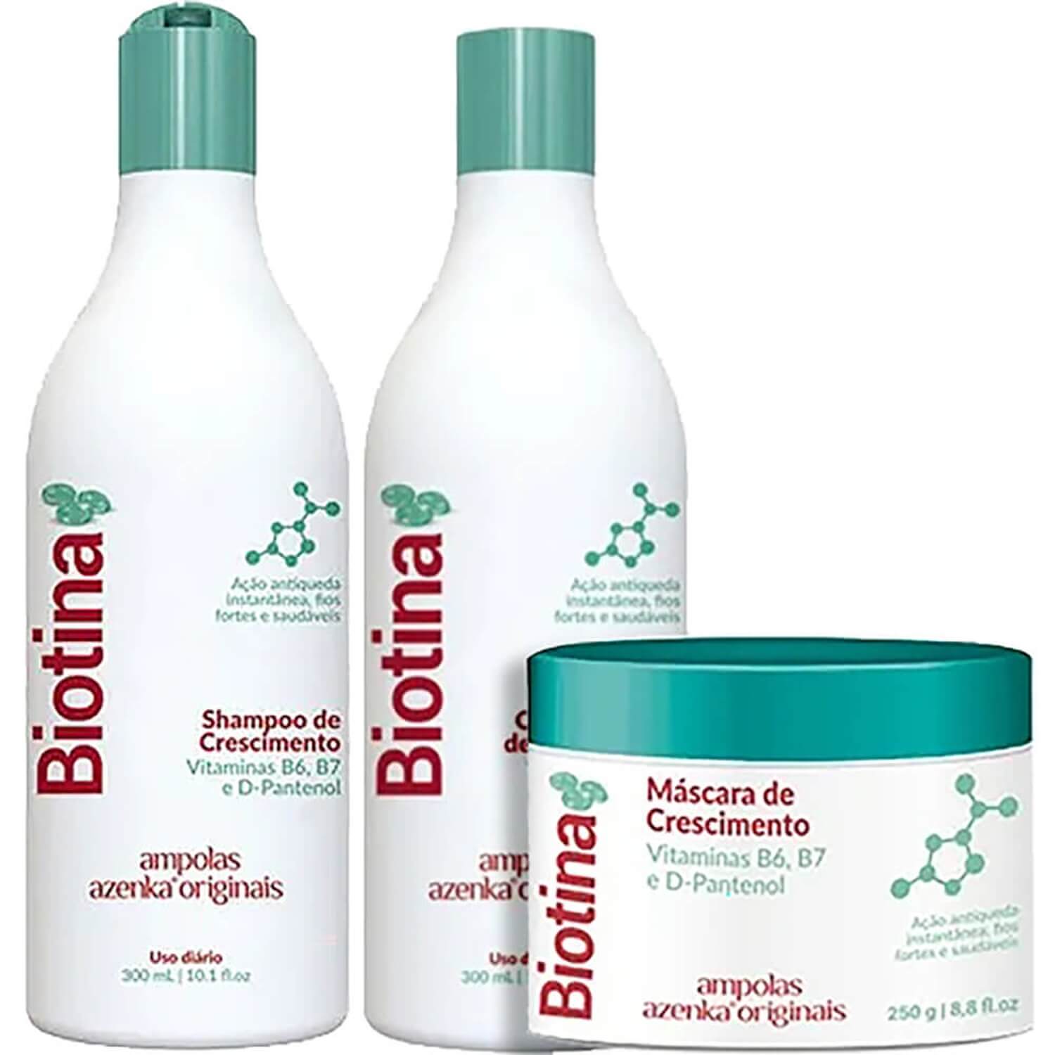 Azenka Biotina - Kit de Crescimento Trio (3 Produtos)