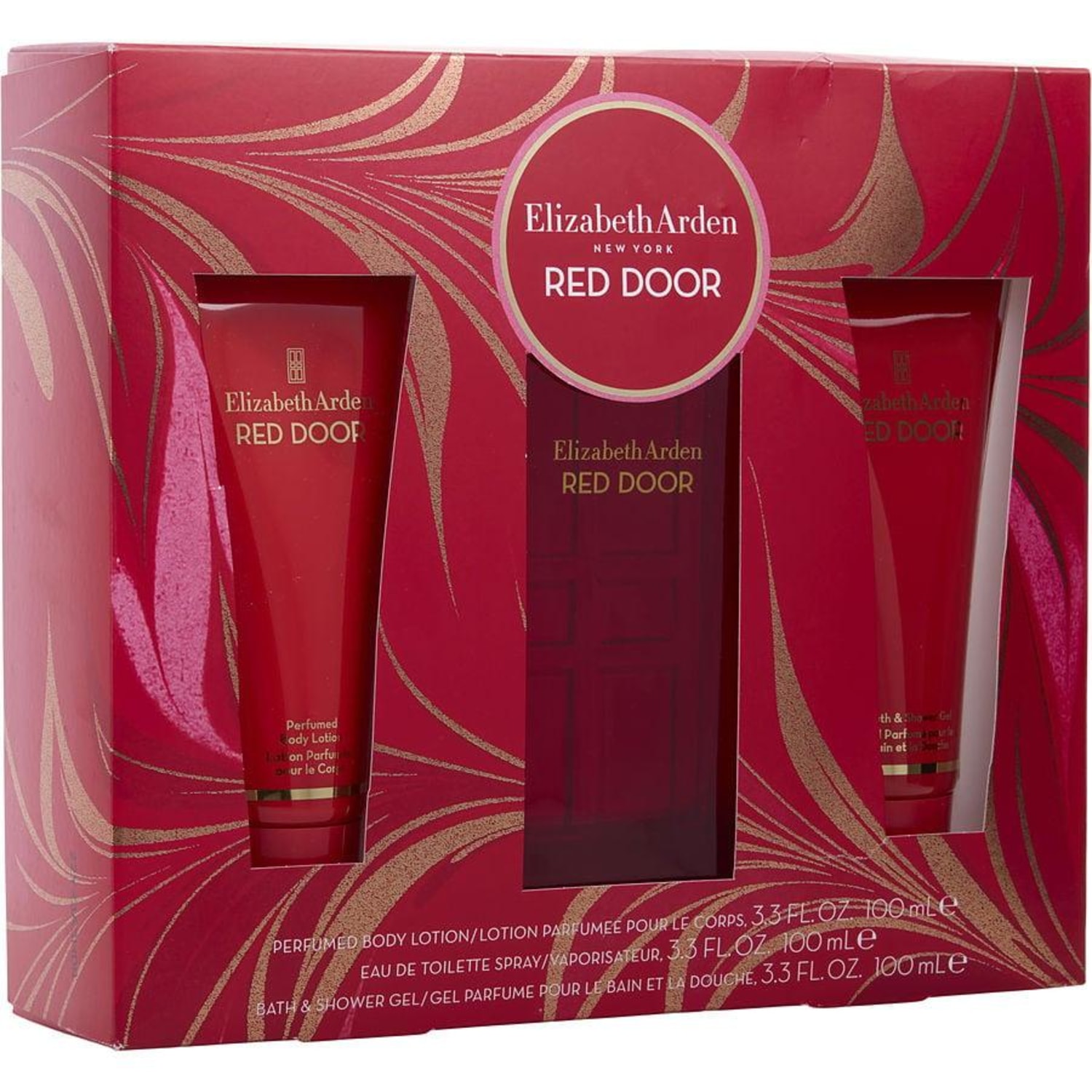 Perfume Feminino Elizabeth Arden Red Door Edt Spray 100 Ml&Loção Corporal Gel De Banho