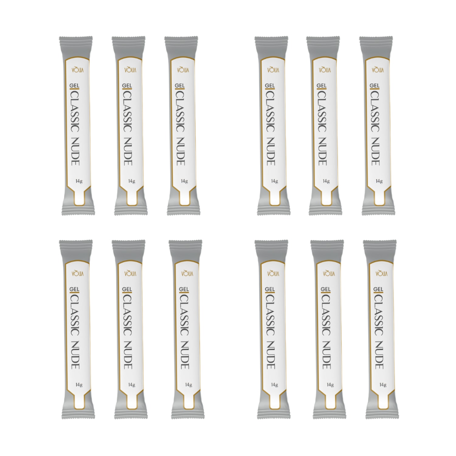 Classic Nude Gel Refil 14g Kit 12 Gel Construtor Volia