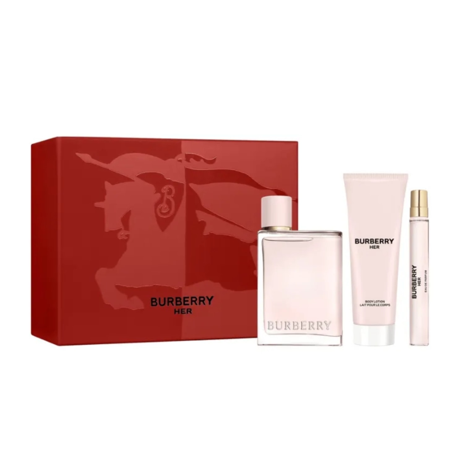 Conjunto Her Burberry Feminino - Perfume Eau de Parfum 100ml + Body Lotion 75ml + Travel Size 10ml