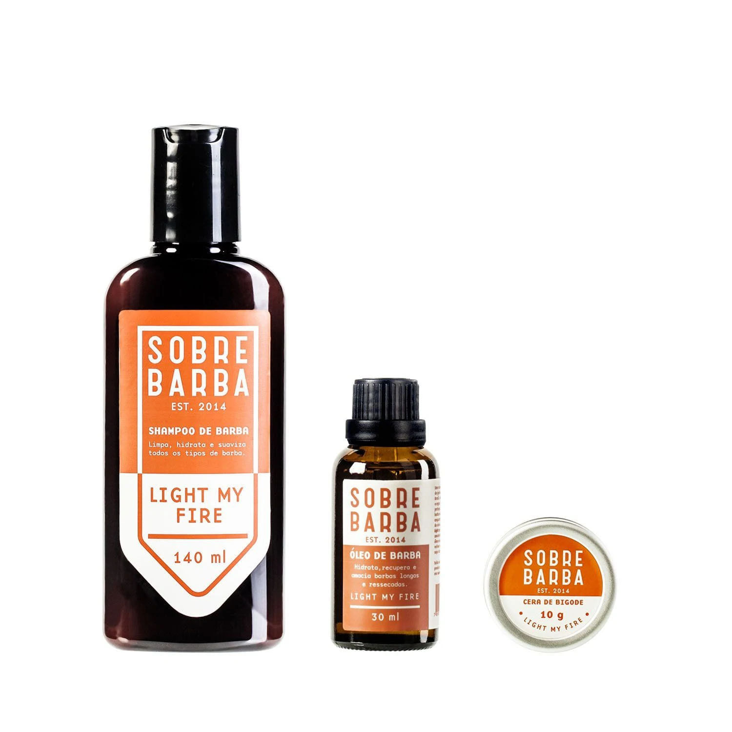 Trio Sobrebarba - Shampoo, Óleo de Barba e Cera de Bigode - Light my Fire