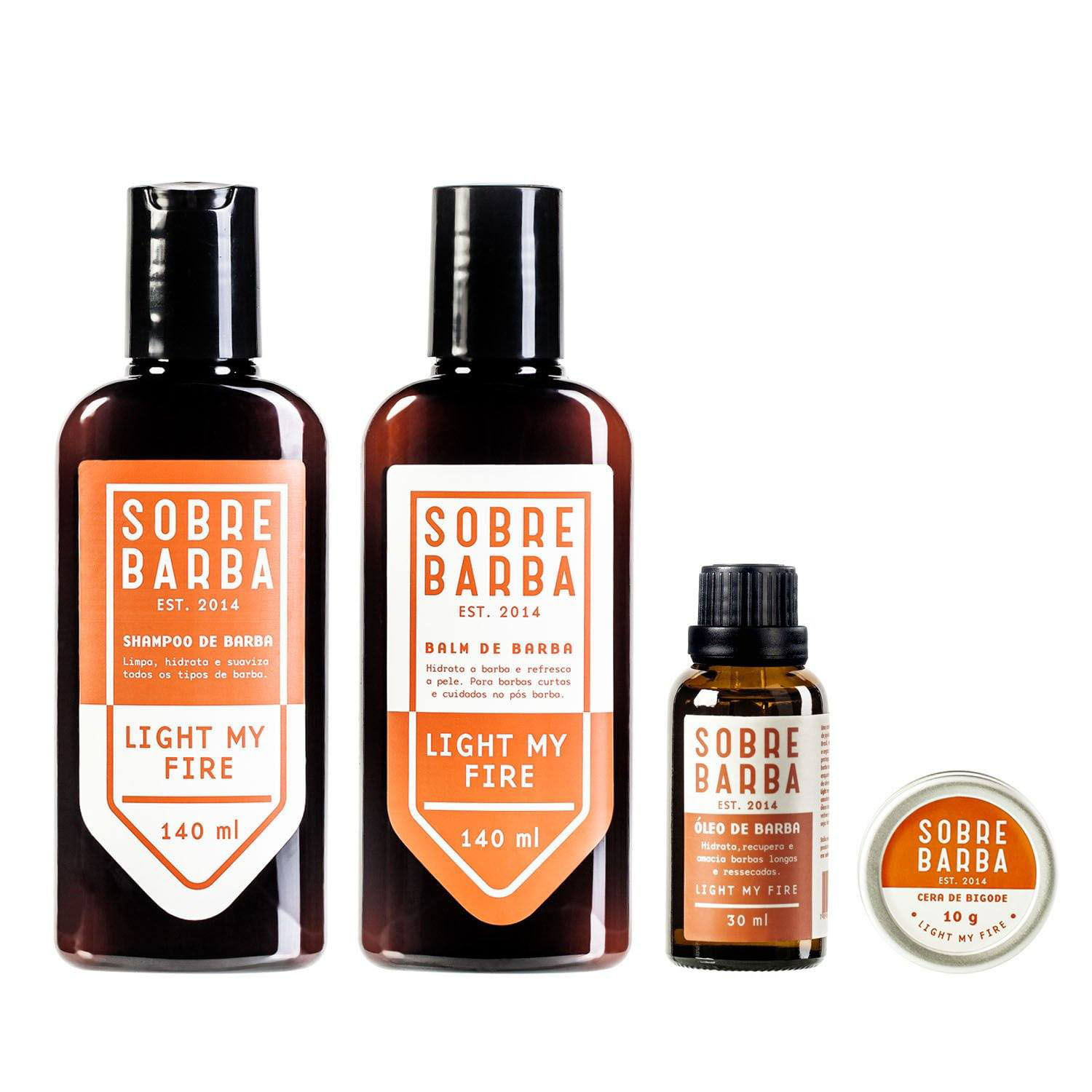 Quarteto Sobrebarba - Shampoo, Balm, Óleo e Cera - Light my Fire