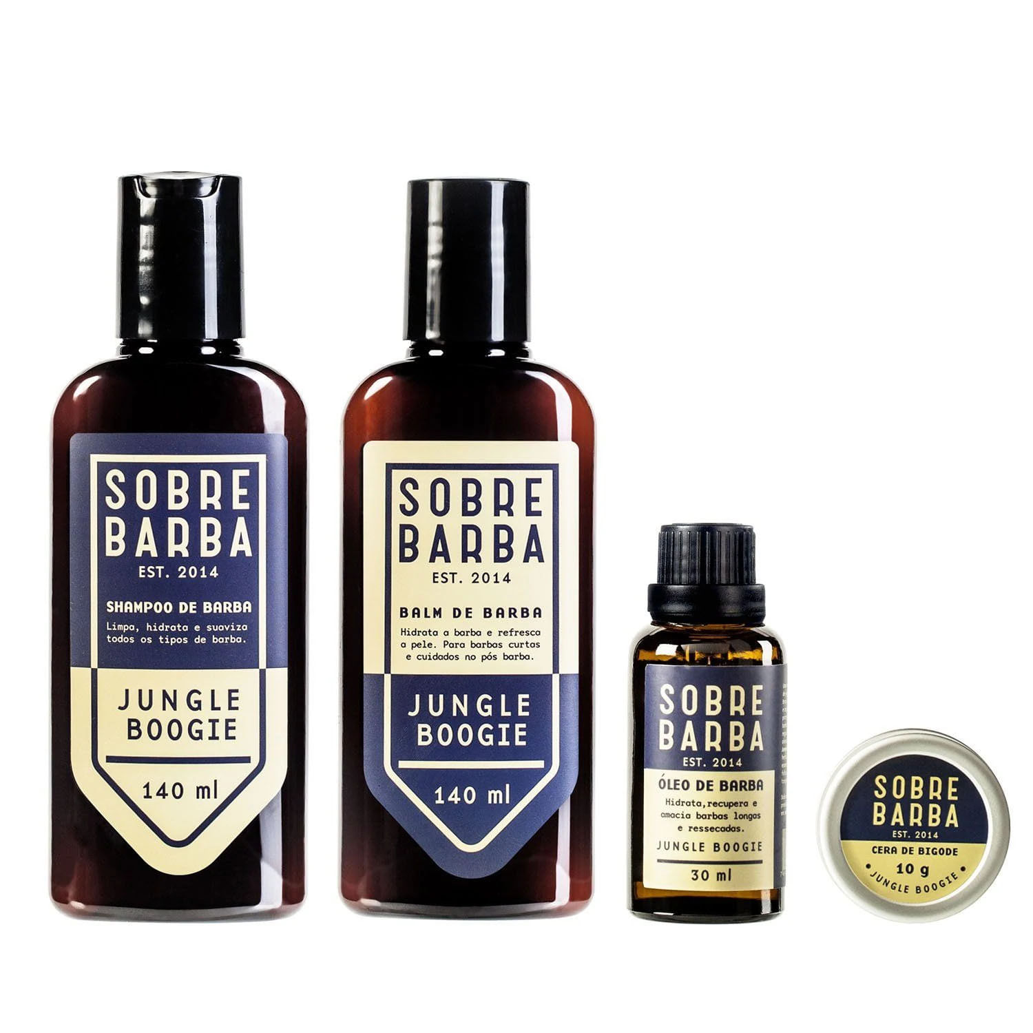 Quarteto Quarteto Sobrebarba - Shampoo, Balm, Óleo e Cera - Jungle Boogie