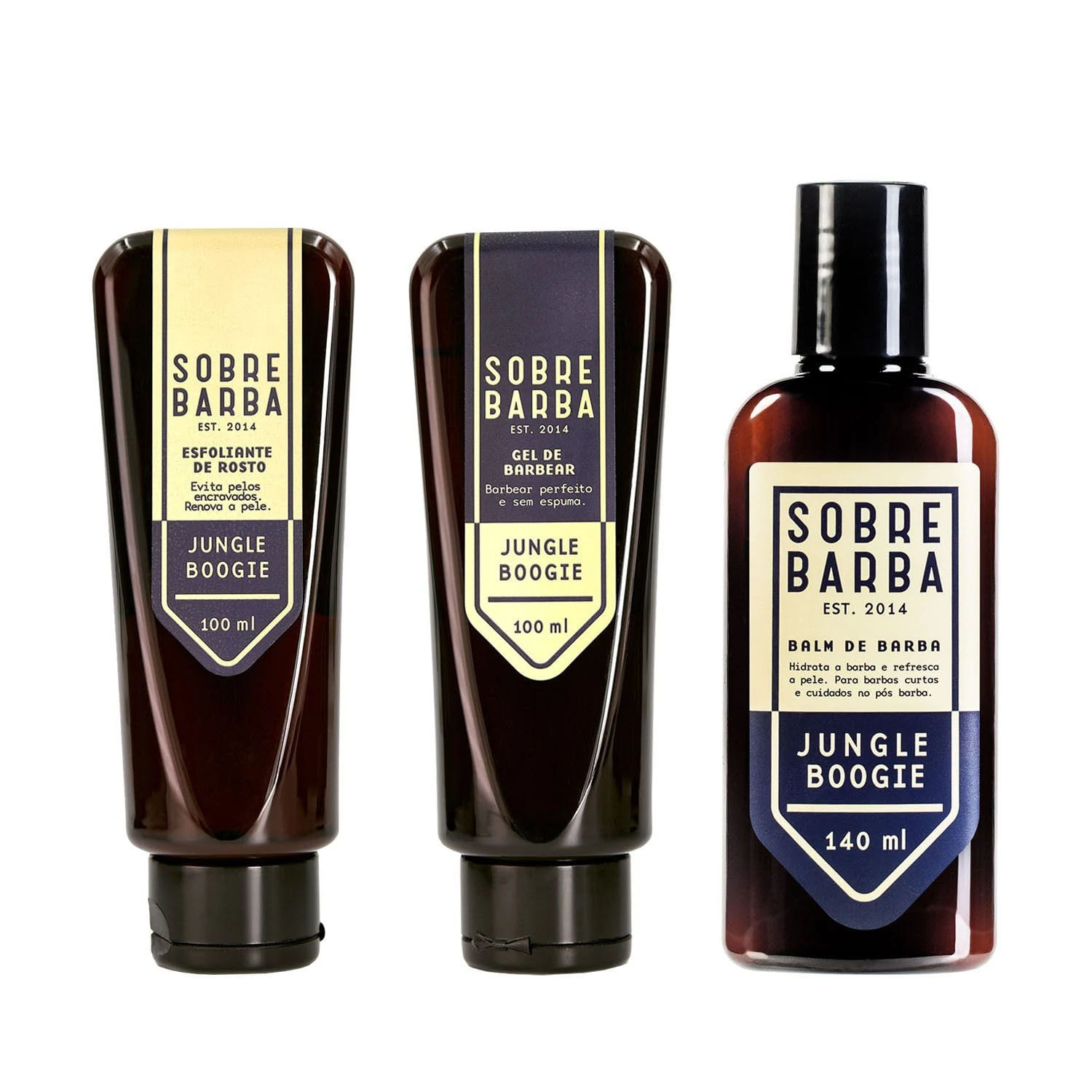 Trio Sobrebarba - Esfoliante, Gel de Barbear e Balm de Barba - Jungle Boogie