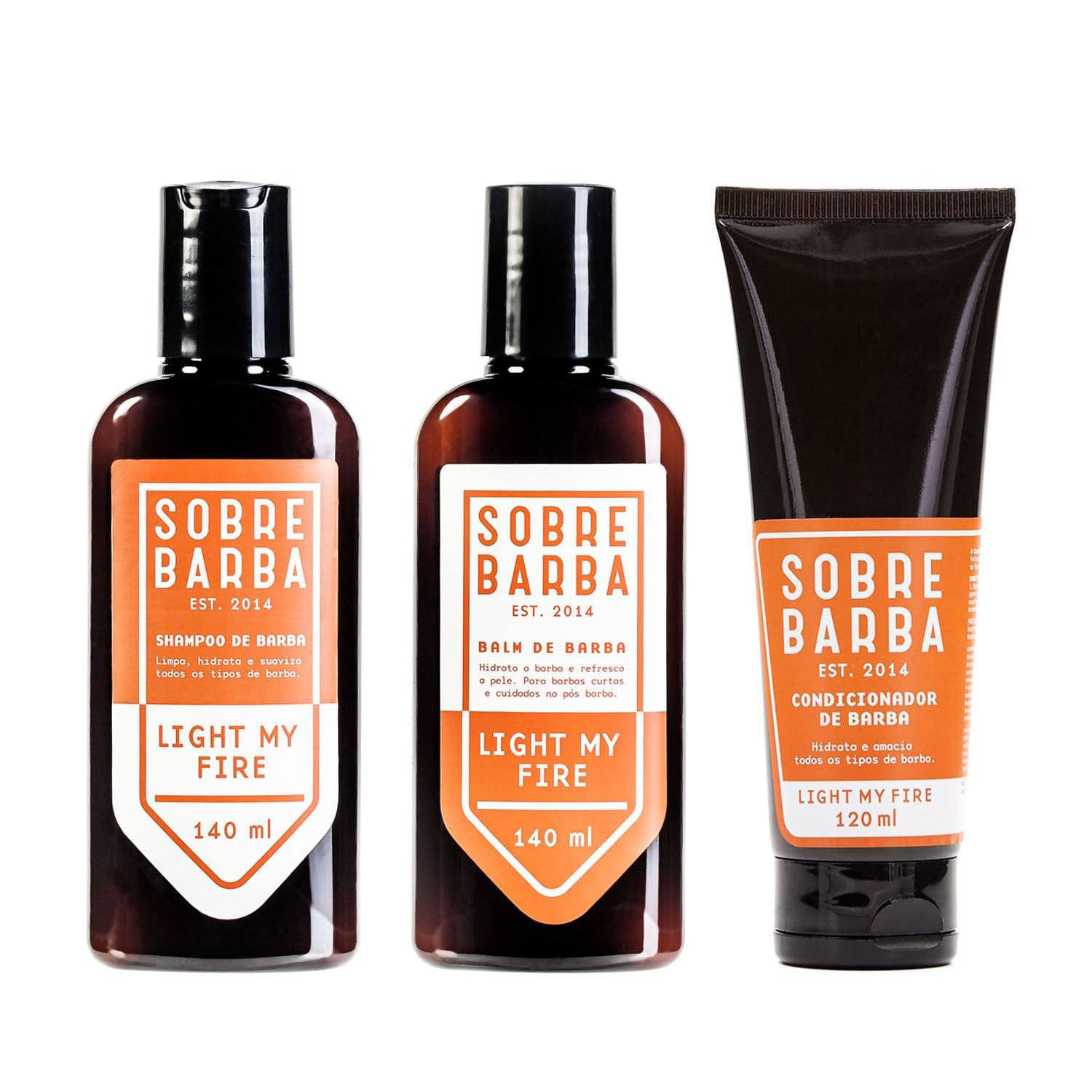 Trio Sobrebarba - Shampoo, Condicionador e Balm de Barba - Light my Fire
