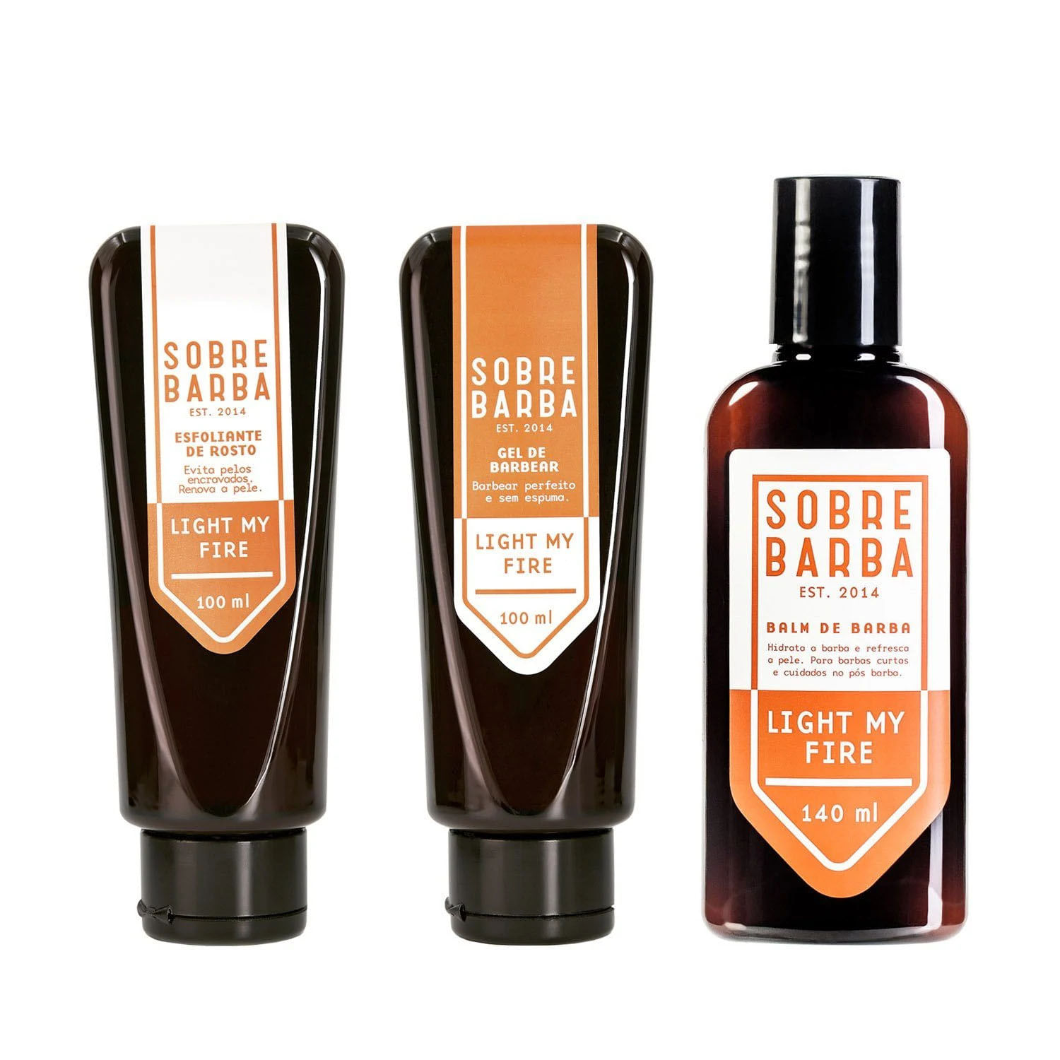 Trio Sobrebarba - Esfoliante, Gel de Barbear e Balm de Barba - Light my Fire