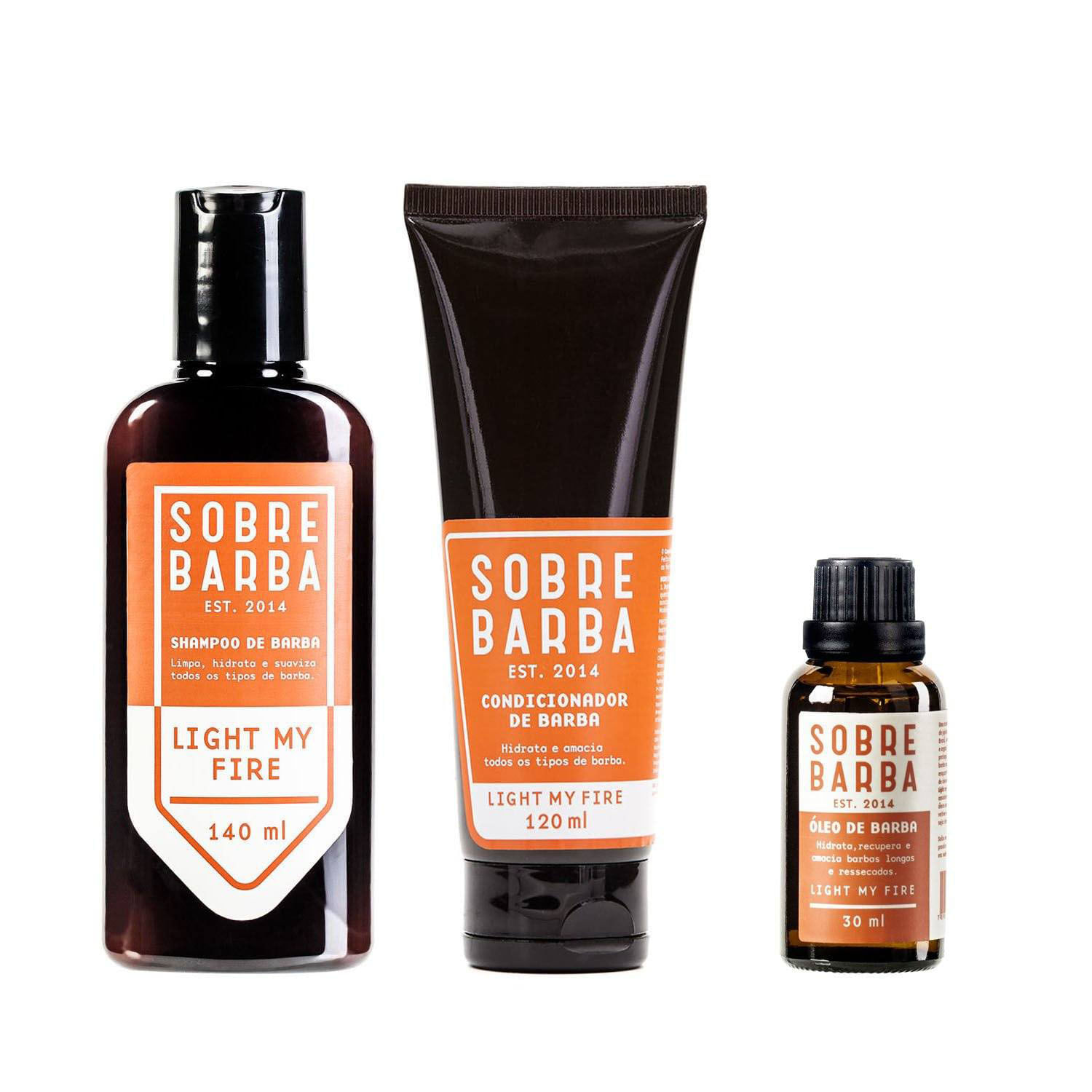 Trio Sobrebarba - Shampoo, Condicionador e Óleo de Barba - Light my Fire