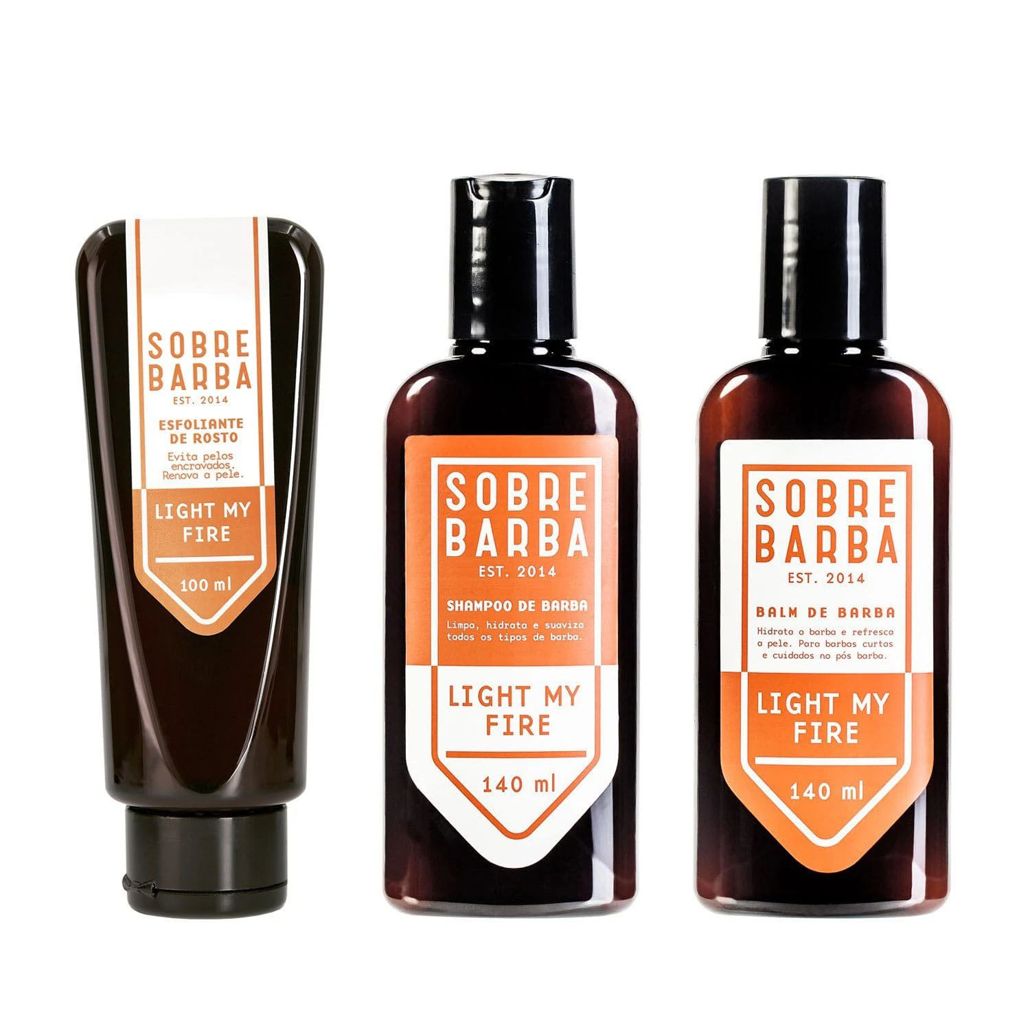Trio Sobrebarba - Esfoliante, Shampoo e Balm de Barba - Light my Fire