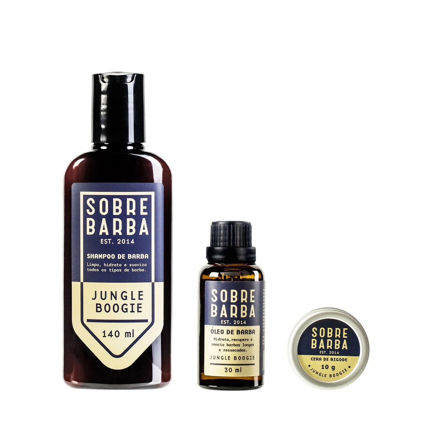 Trio Sobrebarba - Shampoo, Óleo de Barba e Cera de Bigode - Jungle Boogie