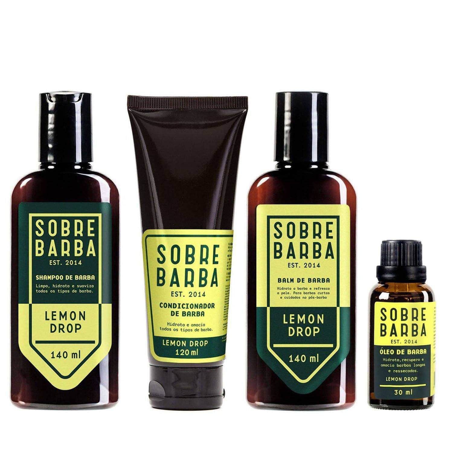 Quarteto Sobrebarba - Shampoo, Condicionador, Balm e Óleo - Lemon Drop