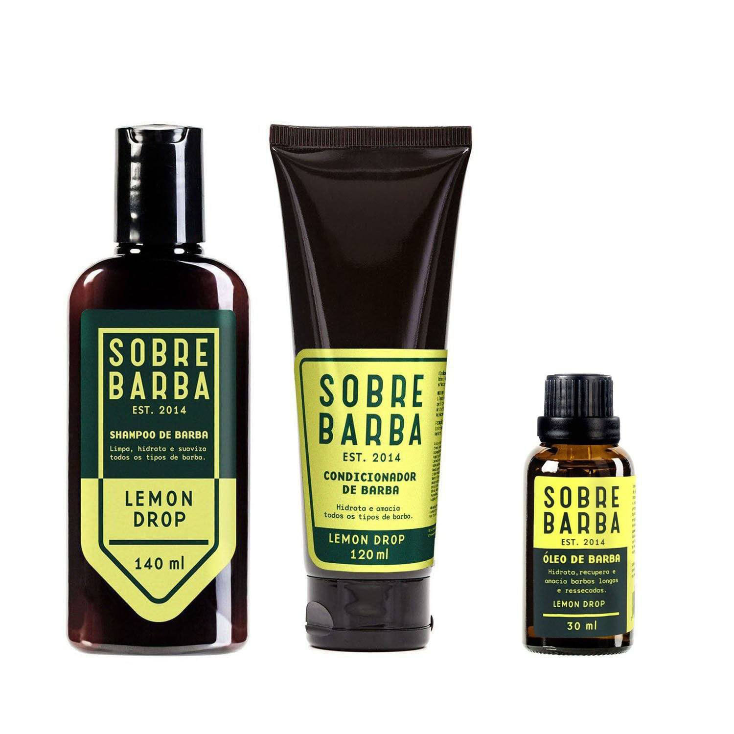 Trio Sobrebarba - Shampoo, Condicionador e Óleo de Barba - Lemon Drop