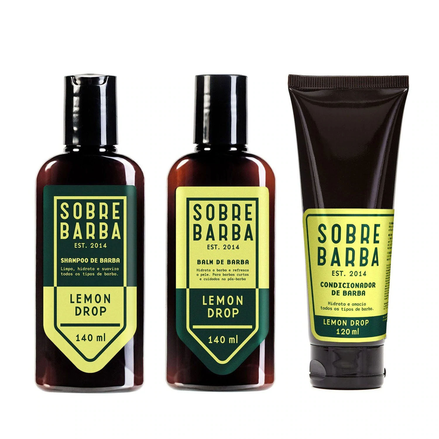 Trio Sobrebarba - Shampoo, Condicionador e Balm de Barba - Lemon Drop